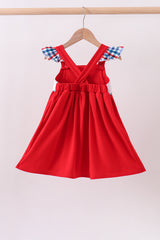 Red sailboat embroidery dress