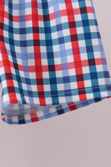 Red sailboat embroidery plaid shorts set