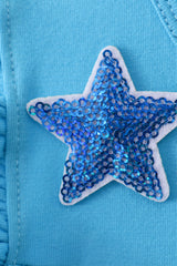 Blue star sequin tiered ruffle dress