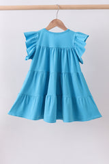 Blue star sequin tiered ruffle dress