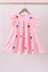 Pink ice cream sequin tiered ruffle dress