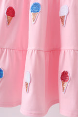 Pink ice cream sequin tiered ruffle dress