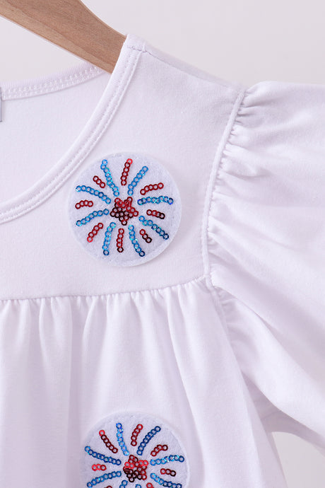 White fireworks sequin tiered ruffle dress