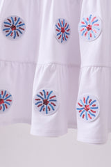 White fireworks sequin tiered ruffle dress