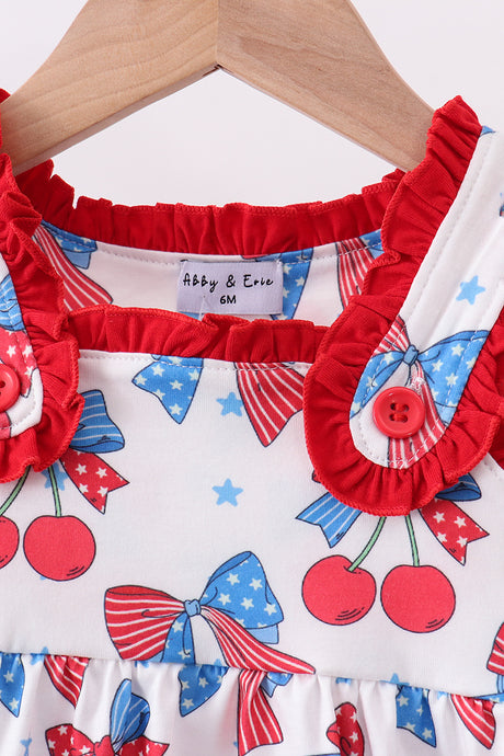 Red cherry bow ruffle bubble