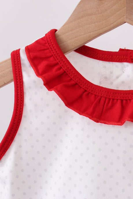 Red star applique ruffle bloomer set