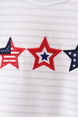 Red star applique shorts set