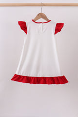 Red star applique ruffle dress