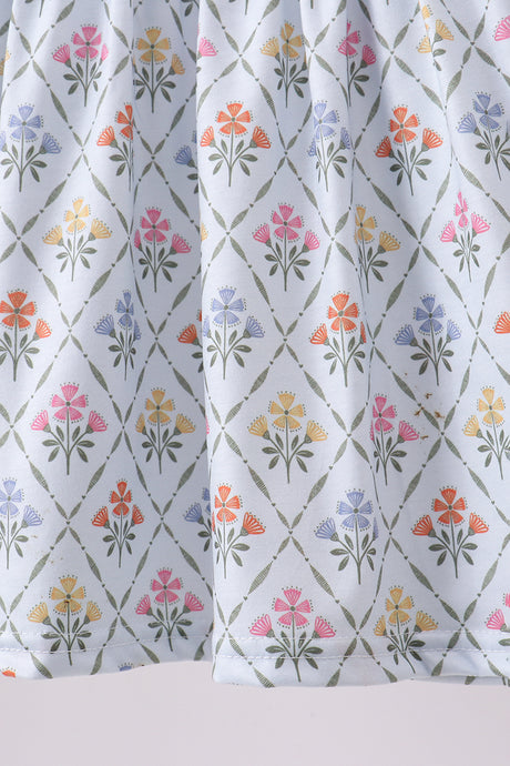 Blue floral print ruffle bloomer set