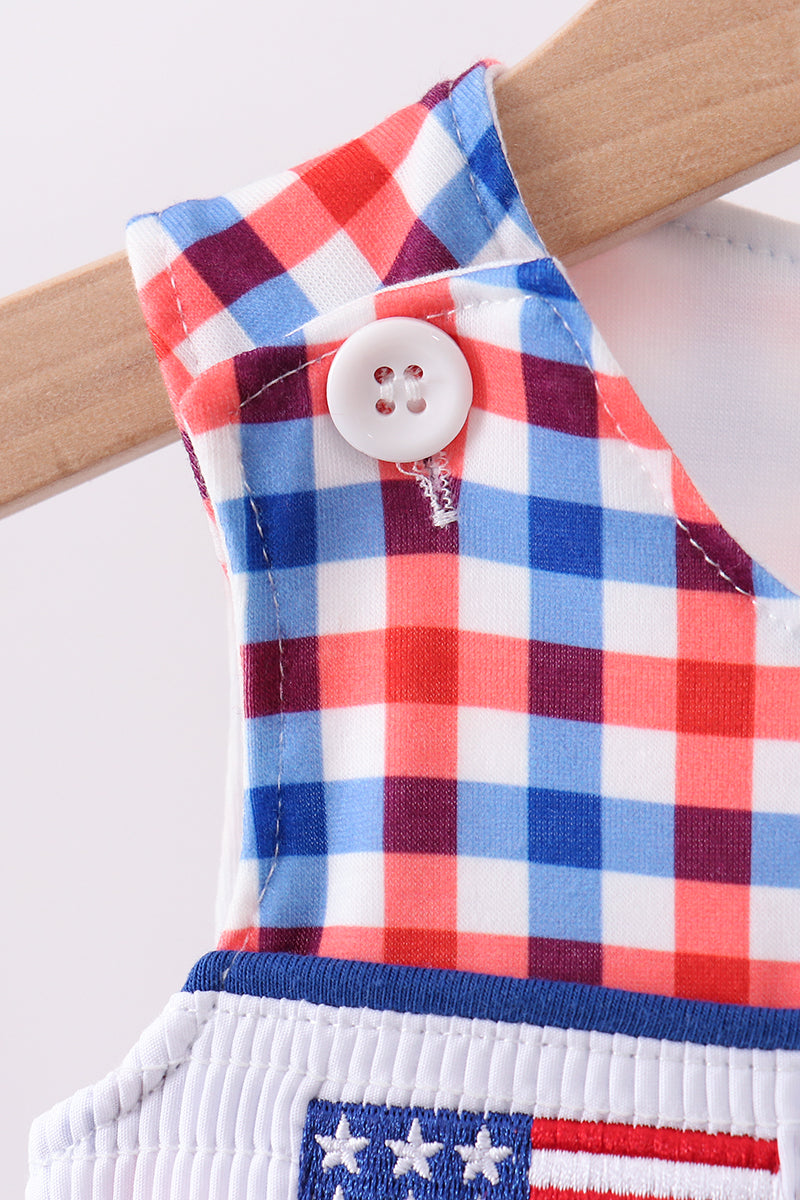 Flag smocked gingham bubble