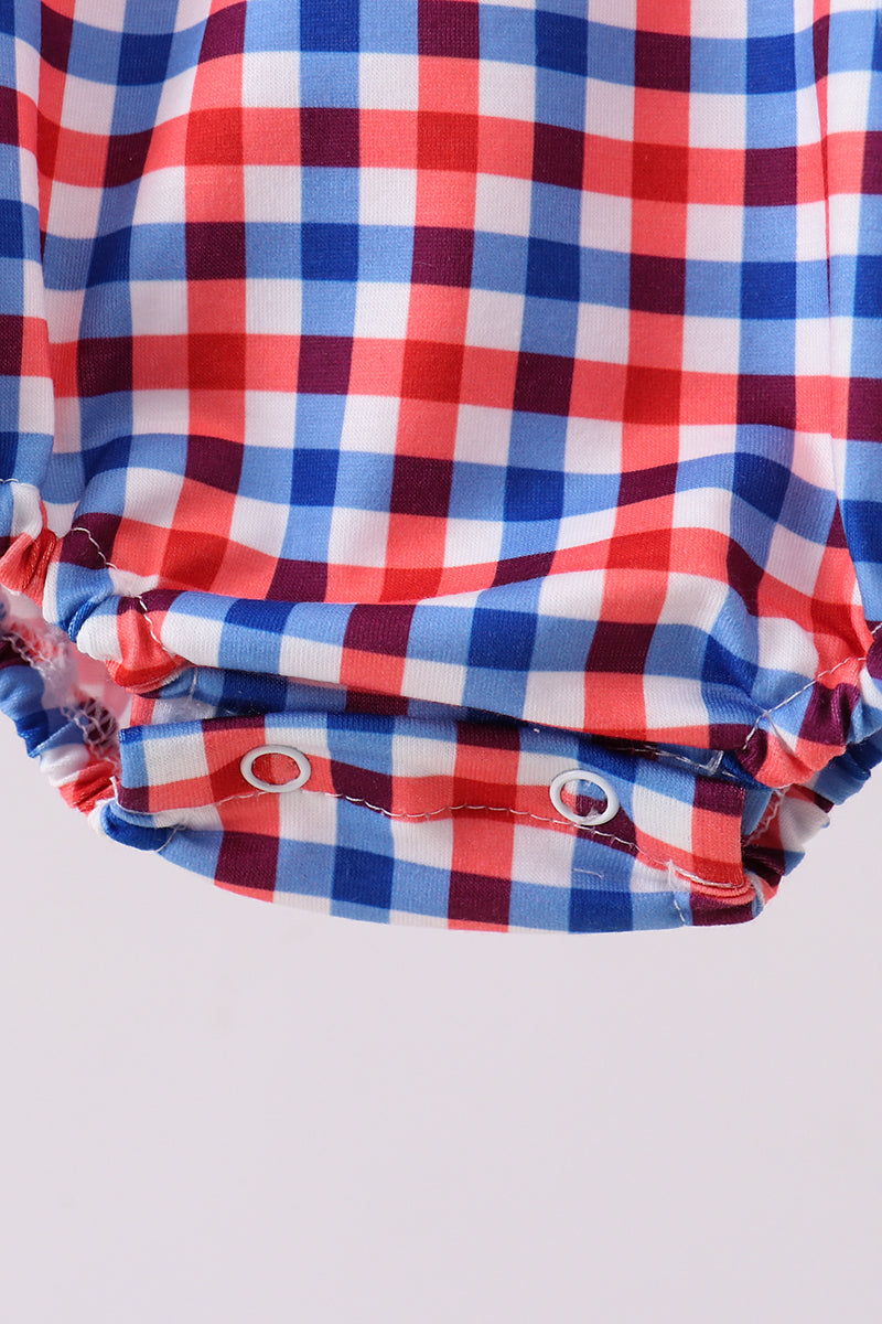 Flag smocked gingham bubble