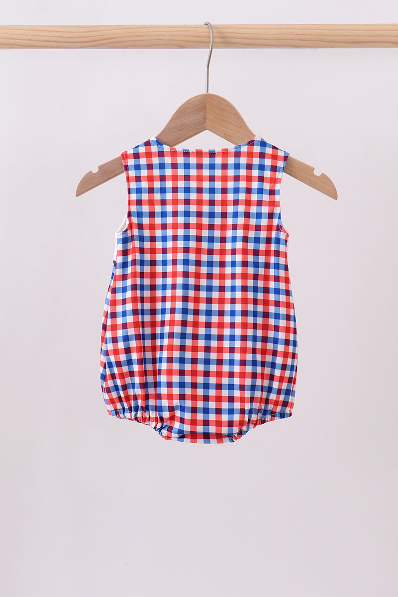 Flag smocked gingham bubble