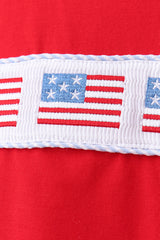 Red flag smocked seersucker shorts set