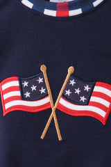Navy flag applique gingham bubble