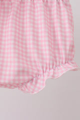 Pink hydrangea bow print ruffle bloomer set