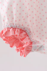 Pink bow smocked dot ruffle bubble