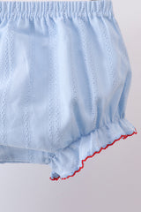 Blue jacquard embroidery bloomer set