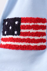 Blue god bless America flag french knot ruffle bloomer set