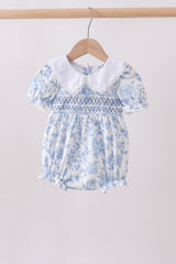 Blue rose smocked bubble