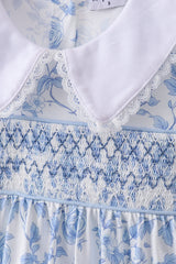 Blue rose smocked dress