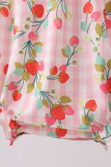 Pink strawberry smocked bubble