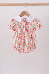 Pink strawberry smocked bubble