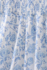 Blue rose smocked ruffle dress (length 41.33in)