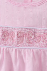 Pink bow smocked ruffle bubble