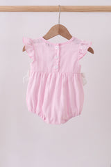 Pink bow smocked ruffle bubble