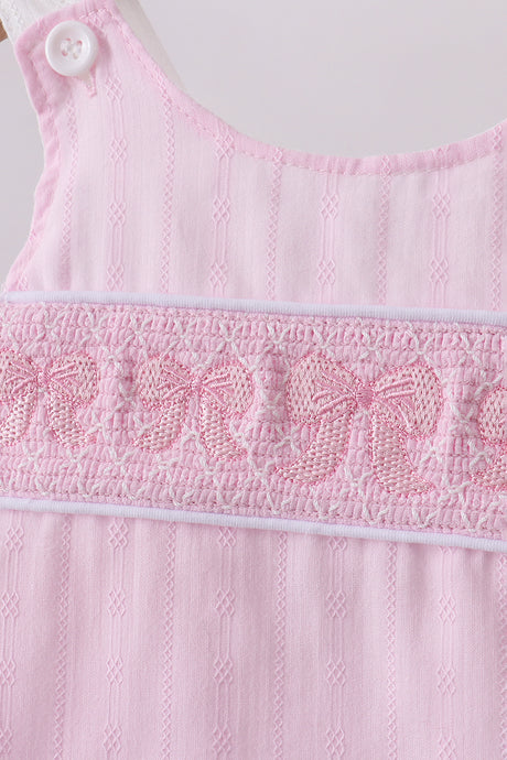 Pink bow smocked bloomer set
