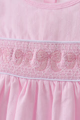 Pink bow smocked ruffle dress