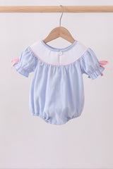 Blue bow smocked bubble