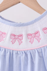 Blue bow smocked bubble