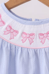 Blue bow smocked bloomer set