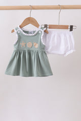 Sage starfish shell embroidery bloomer set