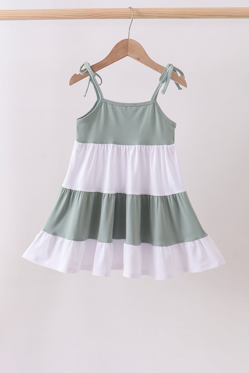 Sage starfish shell embroidery tiered dress – Honeydew USA