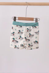 Sage duck print swim trunks