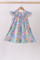 Tropical floral ruffle dress