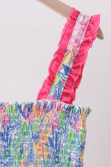 Tropical floral smocked tiered dress
