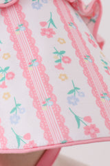 Blush floral ruffle bow bonnet