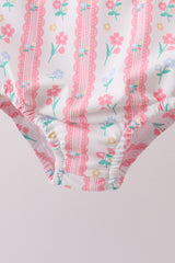 Blush floral print bow 2pc swimsuit