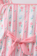Blush floral print ruffle bow swimsuit