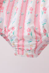 Blush floral print ruffle 2pc swimsuit