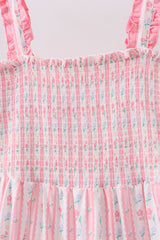 Blush floral smocked tiered dress