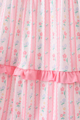 Blush floral smocked tiered dress