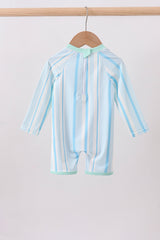 Blue stripe one-piece swimsuit