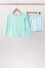 Blue stripe 2pc swimsuit