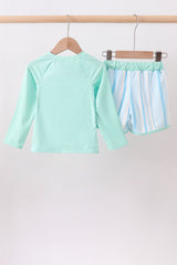 Blue stripe 2pc swimsuit