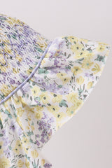 Golden meadow floral smocked ruffle dress