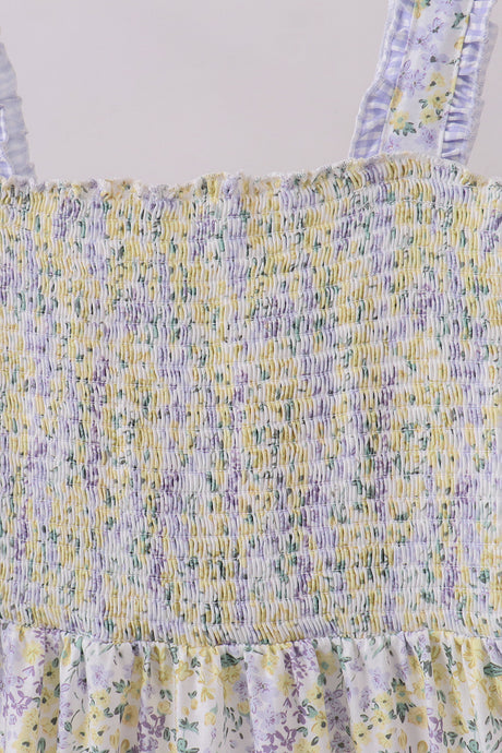 Golden meadow floral smocked tiered dress (length 41.33inch)